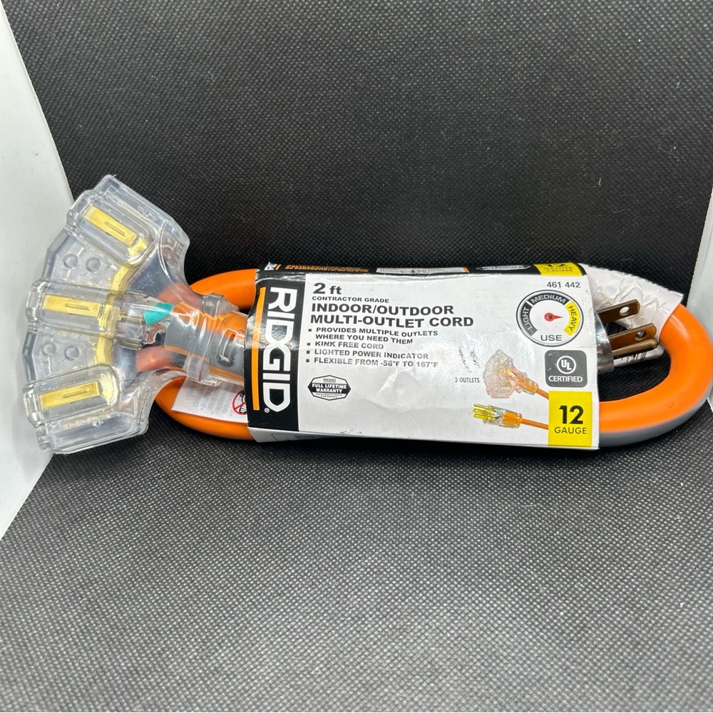 2 Ft. Ridgid InDoor/outdoor Multi Outlet Cord